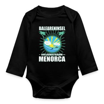 Balearic Island Holiday Dream Menorca Design - Organic Longsleeve Baby Bodysuit - black - Front