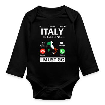 Italy flag Italian flag Italy is calling - Organic Longsleeve Baby Bodysuit - black - Front