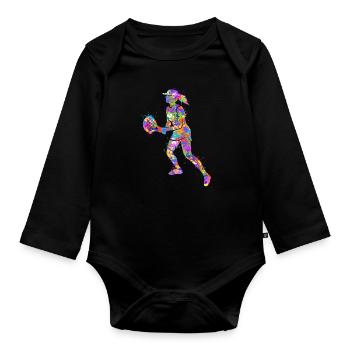 Padel tennis player colorful Padel tennis padel - Organic Longsleeve Baby Bodysuit - black - Front