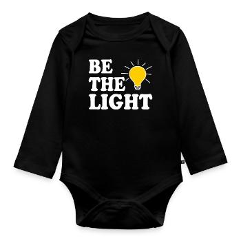 Be the light - Organic Longsleeve Baby Bodysuit - black - Front