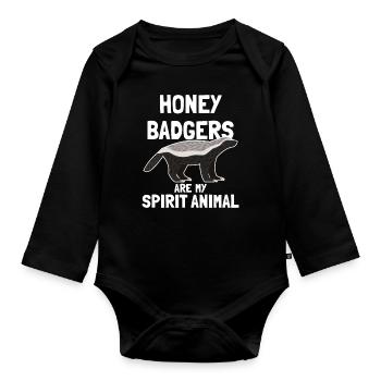 Honigdachse sind mein Geisttier - Baby Bio-Langarm-Body - Schwarz - Vorne