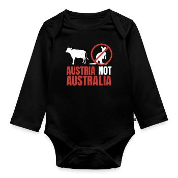 Austria Not Australia Kangaroos Funny Pun - Baby Bio-Langarm-Body - Schwarz - Vorne