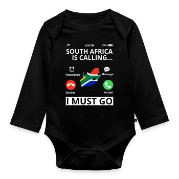 Südafrika Flagge Afrika Südafrikanische Fahne - Baby Bio-Langarm-Body - Schwarz - Vorne