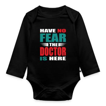 N’ayez pas peur que le Docteur soit là Outfit - Body Bébé bio manches longues - noir - Devant