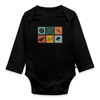 Vintage cycle parts cycling t-shirt cyclist - Organic Longsleeve Baby Bodysuit - black - Front