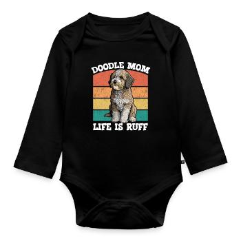 Das Leben der Doodle-Mutter ist ein Wahnsinn - Baby Bio-Langarm-Body - Schwarz - Vorne