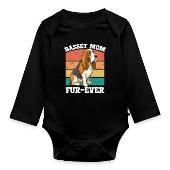 Basset Hound Basset Mom Fur Ever - Body Bébé bio manches longues - noir - Devant