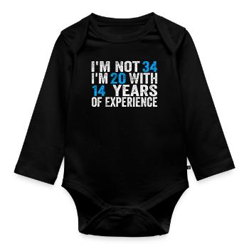34 ans anniversaire drôle idée anniversaire humour 34 - Body Bébé bio manches longues - noir - Devant
