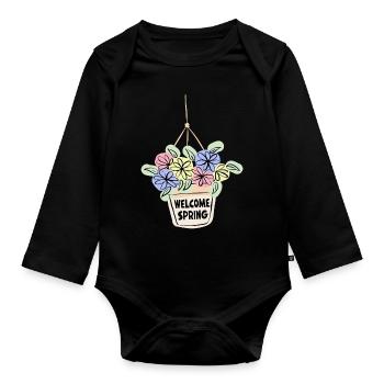 Welcome Spring - Baby Bio-Langarm-Body - Schwarz - Vorne