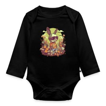 Cool Easter Bunny Colorful - Organic Longsleeve Baby Bodysuit - black - Front