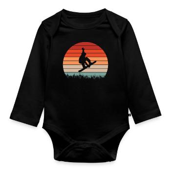 Snowboarder Winter Sports Snow - Organic Longsleeve Baby Bodysuit - black - Front
