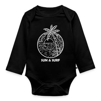 Surfing Surfboard Surfer Geschenkidee - Baby Bio-Langarm-Body - Schwarz - Vorne
