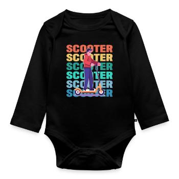 Scootering Boy Bunt - Baby Bio-Langarm-Body - Schwarz - Vorne