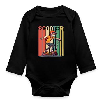 Scootering Boy Retro Vintage - Baby Bio-Langarm-Body - Schwarz - Vorne