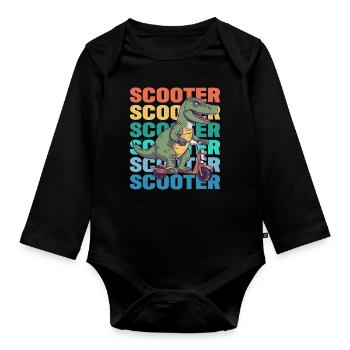 Scootering T Rex - Baby Bio-Langarm-Body - Schwarz - Vorne