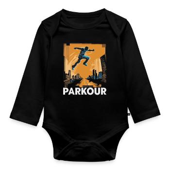 Parkour Urbain - Body Bébé bio manches longues - noir - Devant