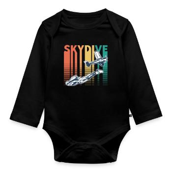 Parachutisme Parachutisme Rétro Vintage - Body Bébé bio manches longues - noir - Devant