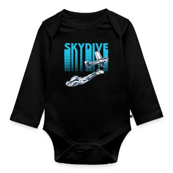 Parachutisme en parachute - Body Bébé bio manches longues - noir - Devant