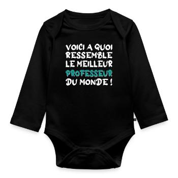 Le meilleur professeur - Body Bébé bio manches longues - noir - Devant