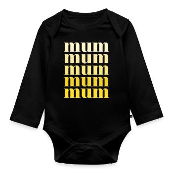 mum yellow - Organic Longsleeve Baby Bodysuit - black - Front
