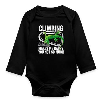 Climbing Gecko Makes Me Happy You Not So Much - Organic Longsleeve Baby Bodysuit - black - Front