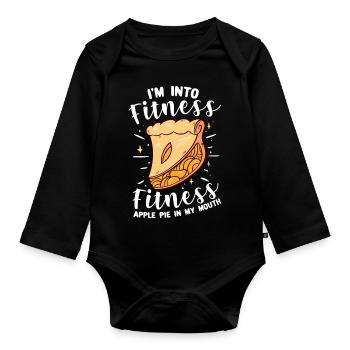 Ich bin in Fitness Fitness Apfelkuchen in meinem M - Baby Bio-Langarm-Body - Schwarz - Vorne