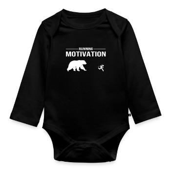 Running motivation - Course à pied Ours - Body Bébé bio manches longues - noir - Devant