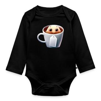 Sachet de thé gourmand - Body Bébé bio manches longues - noir - Devant