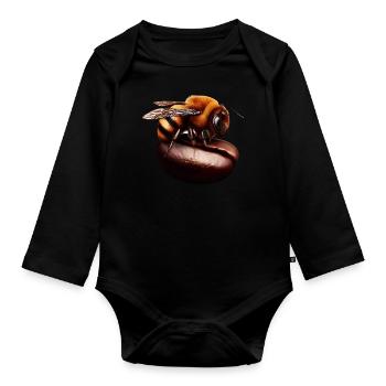 Bee Coffee - Organic Longsleeve Baby Bodysuit - black - Front