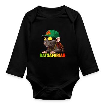 Coole Rasta-Ratte Bunt - Baby Bio-Langarm-Body - Schwarz - Vorne