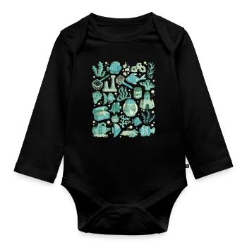 Aquarium - Organic Longsleeve Baby Bodysuit - black - Front