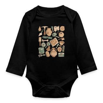 Archaeology - Organic Longsleeve Baby Bodysuit - black - Front
