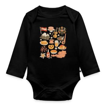 Austria - Organic Longsleeve Baby Bodysuit - black - Front