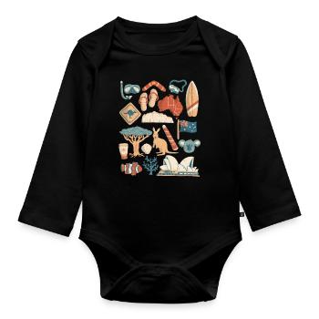 Australia - Organic Longsleeve Baby Bodysuit - black - Front