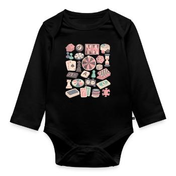 Jeux de société et jeux de société - Body Bébé bio manches longues - noir - Devant