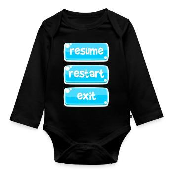Game menu - Organic Longsleeve Baby Bodysuit - black - Front