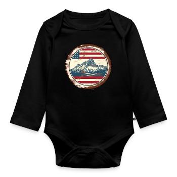 American Vintage Mountains - Organic Longsleeve Baby Bodysuit - black - Front