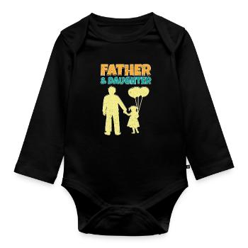 Fête des pères Papa Papa Meilleur Papa - Body Bébé bio manches longues - noir - Devant