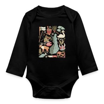 Finland Doodles Europe Scandinavia Helsinki - Organic Longsleeve Baby Bodysuit - black - Front