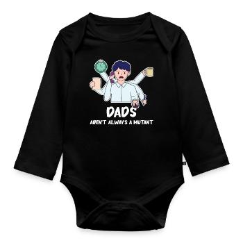 Father's Day strong design - Organic Longsleeve Baby Bodysuit - black - Front