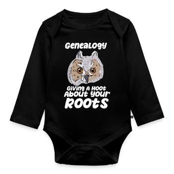 Genealogie, die sich um Ihre Wurzeln kümmert - Baby Bio-Langarm-Body - Schwarz - Vorne