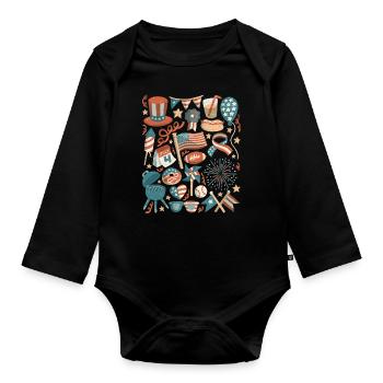 USA 4th of July Independence Day Amerika - Organic Longsleeve Baby Bodysuit - black - Front
