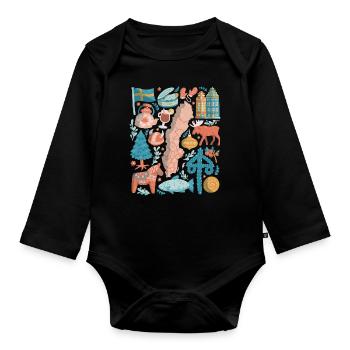 Suède - Body Bébé bio manches longues - noir - Devant