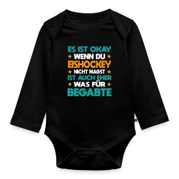 Eishockey Für Begabte Eishockeyspieler Geschenk - Baby Bio-Langarm-Body - Schwarz - Vorne