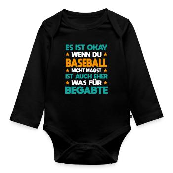 Baseball Für Begabte Baseballspieler Mannschaft - Baby Bio-Langarm-Body - Schwarz - Vorne