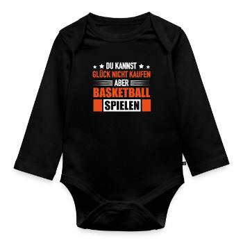 Basketballspieler Glück Kaufen Basketball Spielen - Baby Bio-Langarm-Body - Schwarz - Vorne