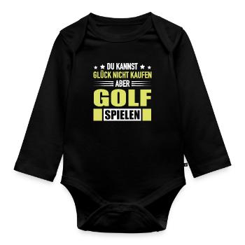 Golfspieler Glück Kaufen Golf Spielen - Baby Bio-Langarm-Body - Schwarz - Vorne