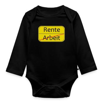 Rente Arbeit endlich Rentner - Baby Bio-Langarm-Body - Schwarz - Vorne