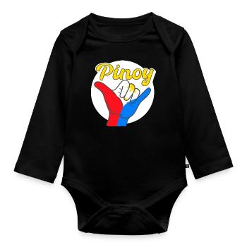 Cooles Pinoy-Design für stolze Pinoys - Baby Bio-Langarm-Body - Schwarz - Vorne