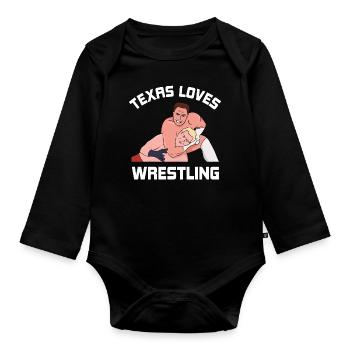 Texas wrestling design for proud Texas fans - Organic Longsleeve Baby Bodysuit - black - Front